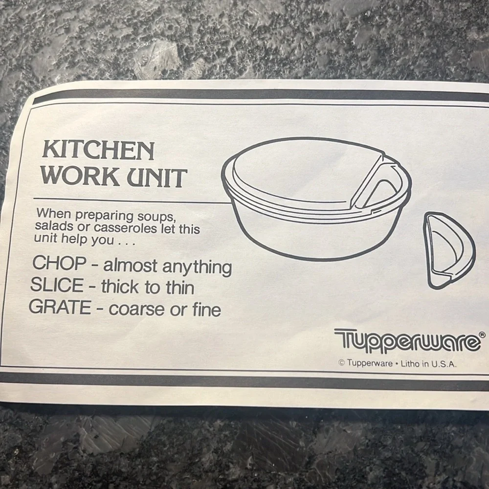 Kitchen work unit by Tupperware. Grate, slice. New in pkg. Use over bowl